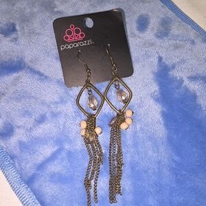 Paparazzi Gold and Peach Dangle Earrings
